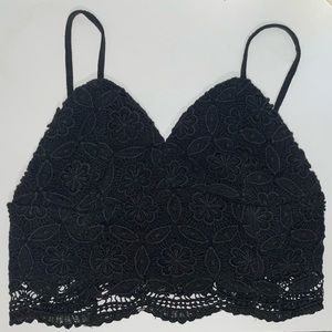 forever21 spring/summer black floral lace crop top